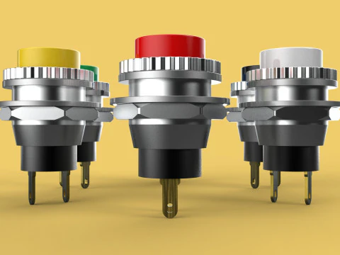 COLORFUL PUSH BUTTON MOMENTARY SELF RESET SMALL PRESS SWITCH SET 3D Model