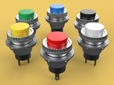 COLORFUL PUSH BUTTON MOMENTARY SELF RESET SMALL PRESS SWITCH SET 3D मॉडल