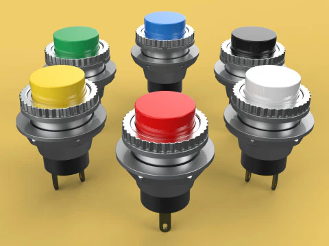 COLORFUL PUSH BUTTON MOMENTARY SELF RESET SMALL PRESS SWITCH SET 3D Model