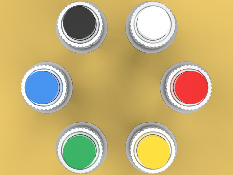 COLORFUL PUSH BUTTON MOMENTARY SELF RESET SMALL PRESS SWITCH SET 3D मॉडल