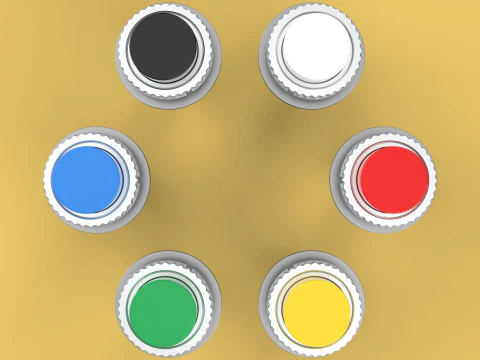 COLORFUL PUSH BUTTON MOMENTARY SELF RESET SMALL PRESS SWITCH SET 3D Model