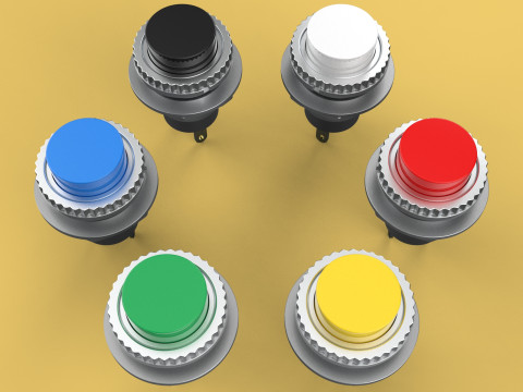 COLORFUL PUSH BUTTON MOMENTARY SELF RESET SMALL PRESS SWITCH SET 3D मॉडल