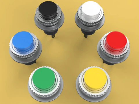 COLORFUL PUSH BUTTON MOMENTARY SELF RESET SMALL PRESS SWITCH SET 3D Model
