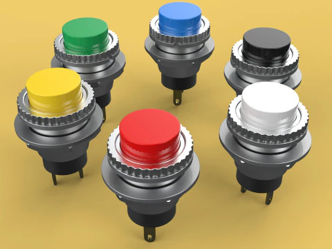 COLORFUL PUSH BUTTON MOMENTARY SELF RESET SMALL PRESS SWITCH SET 3D Model