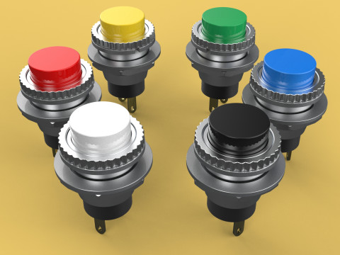 COLORFUL PUSH BUTTON MOMENTARY SELF RESET SMALL PRESS SWITCH SET 3D मॉडल