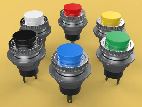 COLORFUL PUSH BUTTON MOMENTARY SELF RESET SMALL PRESS SWITCH SET 3D Model