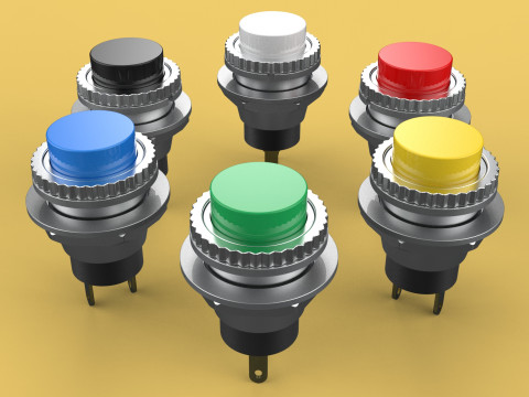 COLORFUL PUSH BUTTON MOMENTARY SELF RESET SMALL PRESS SWITCH SET 3D मॉडल