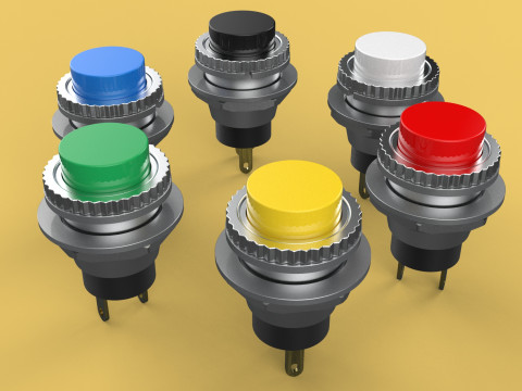 COLORFUL PUSH BUTTON MOMENTARY SELF RESET SMALL PRESS SWITCH SET 3D मॉडल
