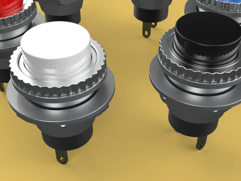 COLORFUL PUSH BUTTON MOMENTARY SELF RESET SMALL PRESS SWITCH SET 3D Model