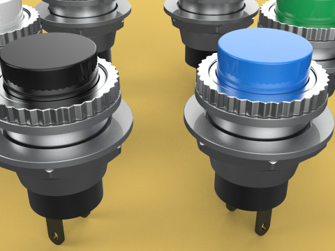 COLORFUL PUSH BUTTON MOMENTARY SELF RESET SMALL PRESS SWITCH SET 3D मॉडल
