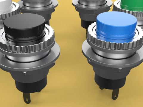 COLORFUL PUSH BUTTON MOMENTARY SELF RESET SMALL PRESS SWITCH SET 3D मॉडल