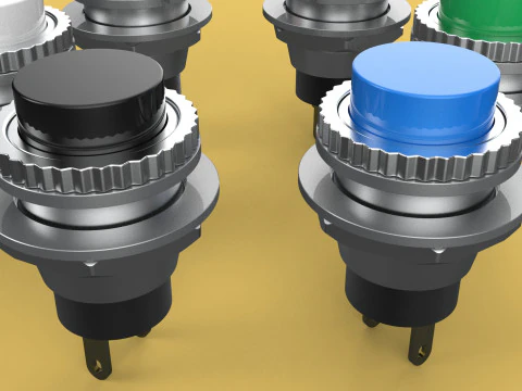 COLORFUL PUSH BUTTON MOMENTARY SELF RESET SMALL PRESS SWITCH SET 3D Model