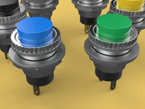 COLORFUL PUSH BUTTON MOMENTARY SELF RESET SMALL PRESS SWITCH SET 3D Model
