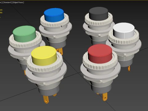 COLORFUL PUSH BUTTON MOMENTARY SELF RESET SMALL PRESS SWITCH SET 3D Model