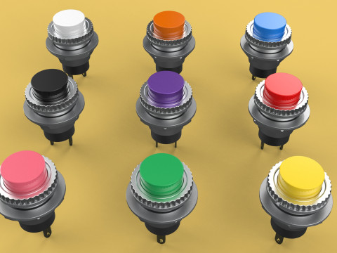 SET COLORFUL PUSH BUTTON MOMENTARY SELF RESET PRESS SWITCH SMALL 3Dモデル