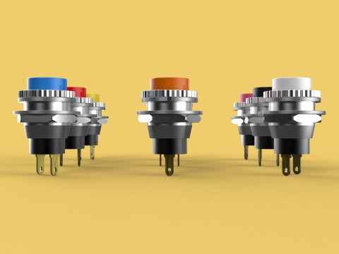 SET COLORFUL PUSH BUTTON MOMENTARY SELF RESET PRESS SWITCH SMALL 3Dモデル