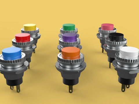 SET COLORFUL PUSH BUTTON MOMENTARY SELF RESET PRESS SWITCH SMALL 3Dモデル