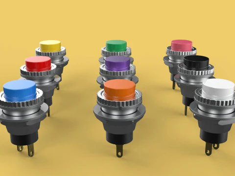 SET COLORFUL PUSH BUTTON MOMENTARY SELF RESET PRESS SWITCH SMALL 3D Model