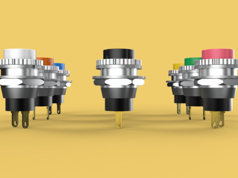SET COLORFUL PUSH BUTTON MOMENTARY SELF RESET PRESS SWITCH SMALL 3Dモデル
