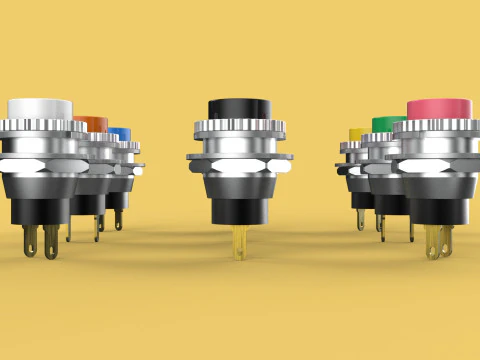 SET COLORFUL PUSH BUTTON MOMENTARY SELF RESET PRESS SWITCH SMALL 3D Model