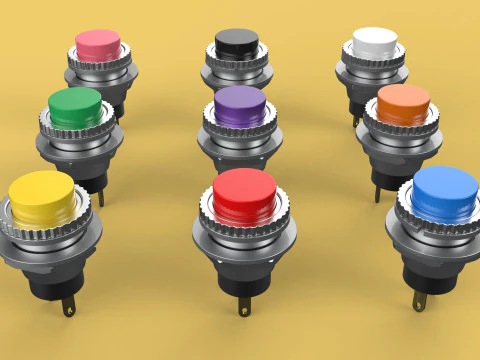 SET COLORFUL PUSH BUTTON MOMENTARY SELF RESET PRESS SWITCH SMALL 3D Model