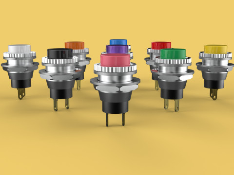 SET COLORFUL PUSH BUTTON MOMENTARY SELF RESET PRESS SWITCH SMALL 3Dモデル