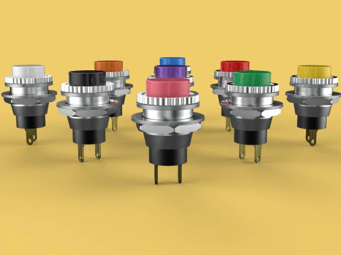 SET COLORFUL PUSH BUTTON MOMENTARY SELF RESET PRESS SWITCH SMALL 3D Model