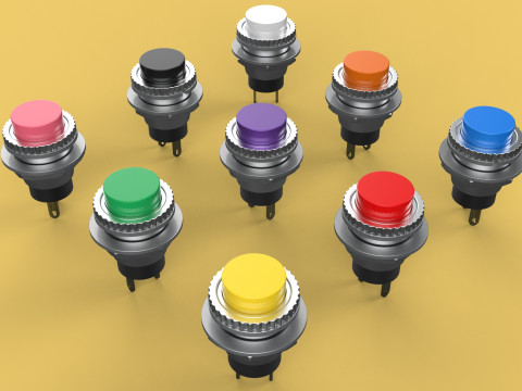 SET COLORFUL PUSH BUTTON MOMENTARY SELF RESET PRESS SWITCH SMALL 3Dモデル