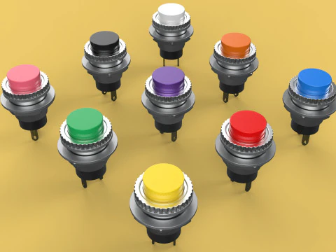 SET COLORFUL PUSH BUTTON MOMENTARY SELF RESET PRESS SWITCH SMALL 3D Model