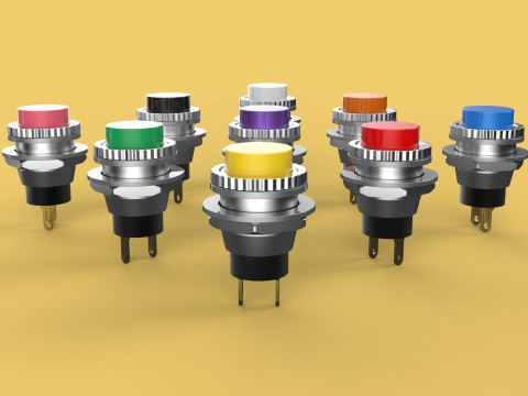 SET COLORFUL PUSH BUTTON MOMENTARY SELF RESET PRESS SWITCH SMALL 3Dモデル