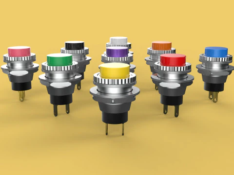 SET COLORFUL PUSH BUTTON MOMENTARY SELF RESET PRESS SWITCH SMALL 3D Model