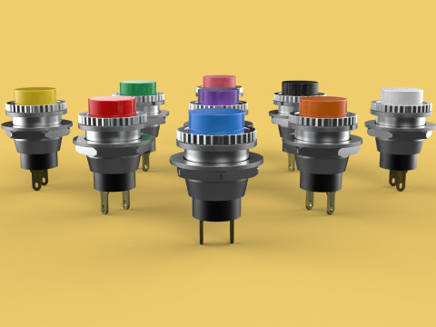 SET COLORFUL PUSH BUTTON MOMENTARY SELF RESET PRESS SWITCH SMALL 3Dモデル