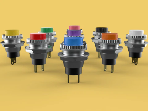 SET COLORFUL PUSH BUTTON MOMENTARY SELF RESET PRESS SWITCH SMALL 3D Model