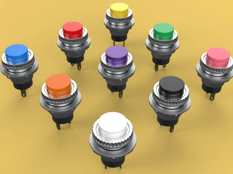SET COLORFUL PUSH BUTTON MOMENTARY SELF RESET PRESS SWITCH SMALL 3D Model