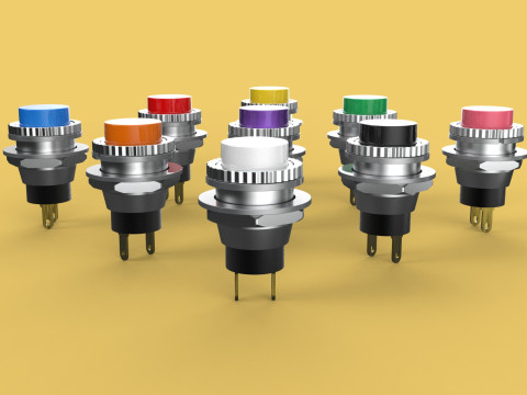 SET COLORFUL PUSH BUTTON MOMENTARY SELF RESET PRESS SWITCH SMALL 3Dモデル