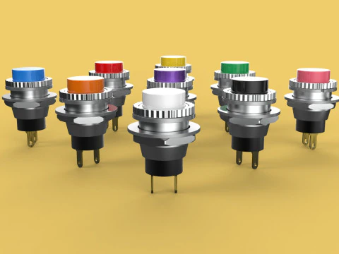 SET COLORFUL PUSH BUTTON MOMENTARY SELF RESET PRESS SWITCH SMALL 3D Model