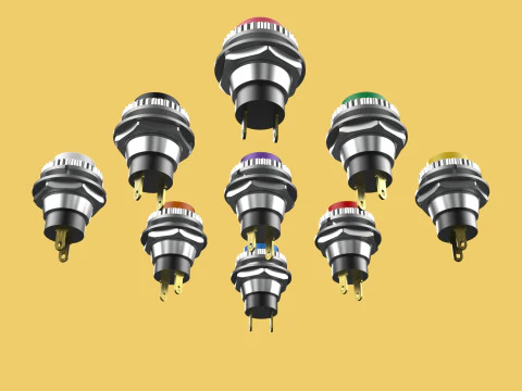 SET COLORFUL PUSH BUTTON MOMENTARY SELF RESET PRESS SWITCH SMALL 3D Model