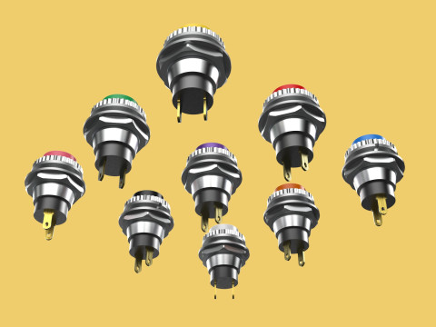 SET COLORFUL PUSH BUTTON MOMENTARY SELF RESET PRESS SWITCH SMALL 3Dモデル