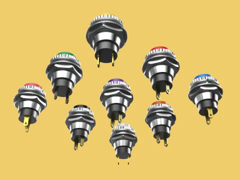 SET COLORFUL PUSH BUTTON MOMENTARY SELF RESET PRESS SWITCH SMALL 3D Model