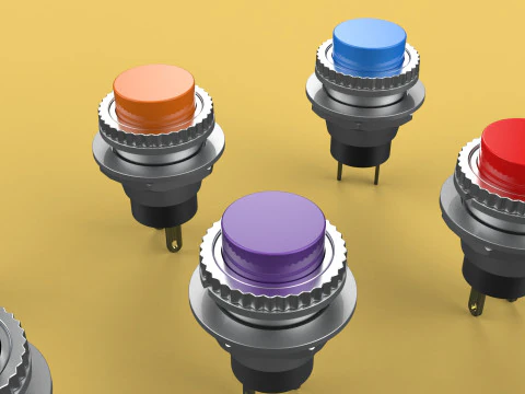 SET COLORFUL PUSH BUTTON MOMENTARY SELF RESET PRESS SWITCH SMALL 3D Model