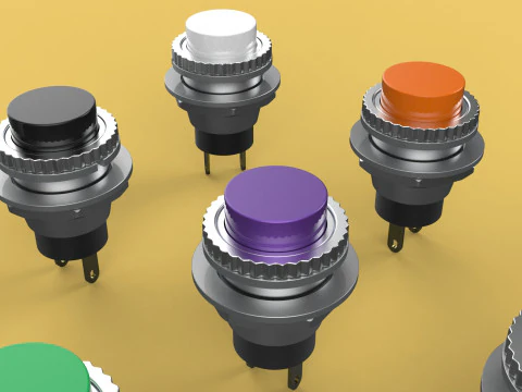 SET COLORFUL PUSH BUTTON MOMENTARY SELF RESET PRESS SWITCH SMALL 3D Model