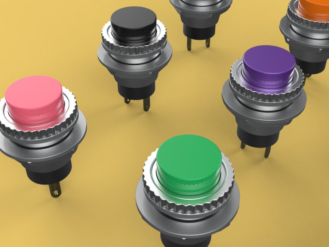SET COLORFUL PUSH BUTTON MOMENTARY SELF RESET PRESS SWITCH SMALL 3Dモデル