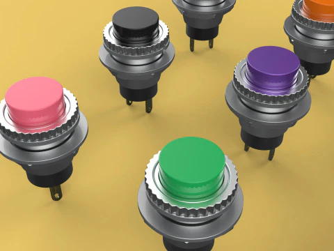 SET COLORFUL PUSH BUTTON MOMENTARY SELF RESET PRESS SWITCH SMALL 3D Model