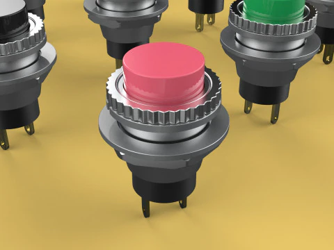 SET COLORFUL PUSH BUTTON MOMENTARY SELF RESET PRESS SWITCH SMALL 3D Model