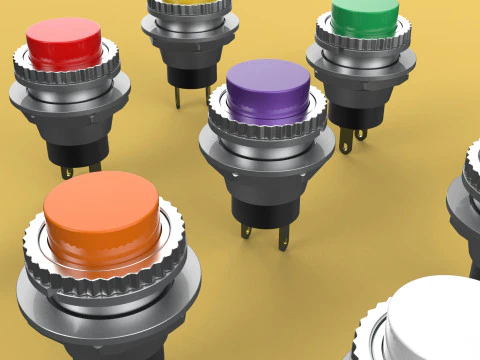 SET COLORFUL PUSH BUTTON MOMENTARY SELF RESET PRESS SWITCH SMALL 3D Model