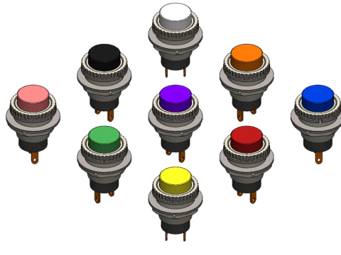 SET COLORFUL PUSH BUTTON MOMENTARY SELF RESET PRESS SWITCH SMALL 3D Model