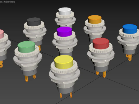 SET COLORFUL PUSH BUTTON MOMENTARY SELF RESET PRESS SWITCH SMALL 3D Model