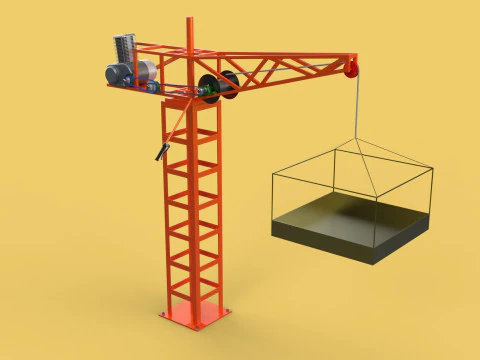 MINI GUINDASTE DE TORRE MOTOR GUINCHO GIRAT&Oacute;RIO GIRAT&Oacute;RIA DO MOTOR JIB TON Modelo 3D