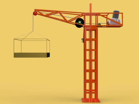 MINI GUINDASTE DE TORRE MOTOR GUINCHO GIRAT&Oacute;RIO GIRAT&Oacute;RIA DO MOTOR JIB TON Modelo 3D