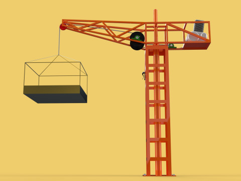 MINI TOWER CRANE MOTOR WINCH SWIVEL LIFTING ENGINE HOIST JIB TON 3D Модель